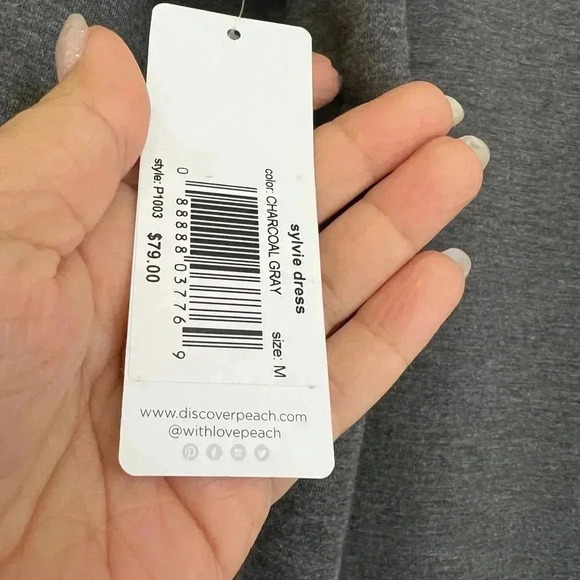 Peach dress in Charcoal grey‎ very comfy Sz Medium - Picture 5 of 12